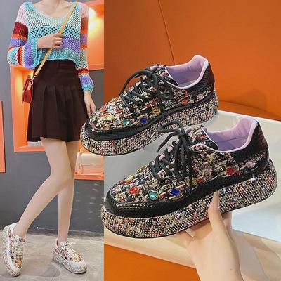 2023 Frühjahr/Sommer Koreanischer Stil Bunte Gold Diamant Damenmode Schuhe-Promi Trend, All-Match