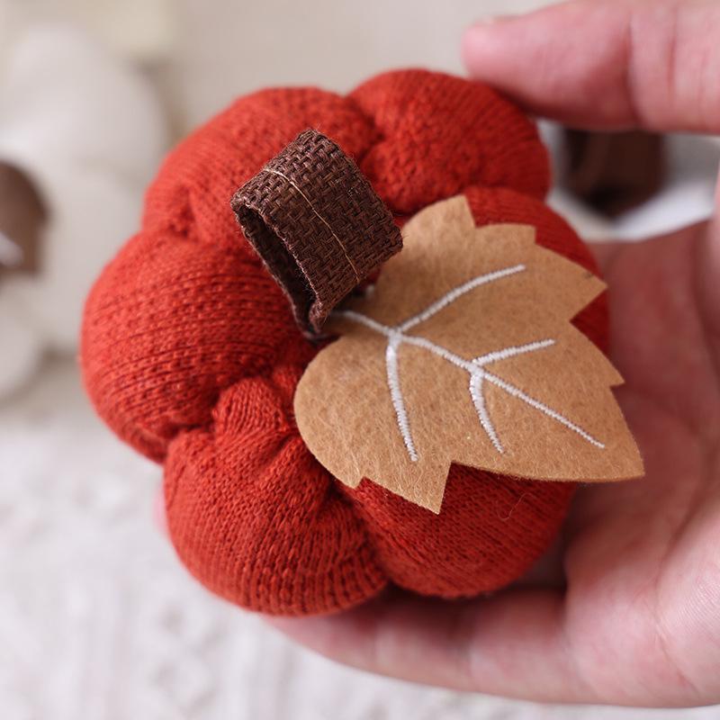 Harvest Festival Decor: Knitted Orange Pumpkin Ornaments for Window Displays & Thanksgiving Scenes