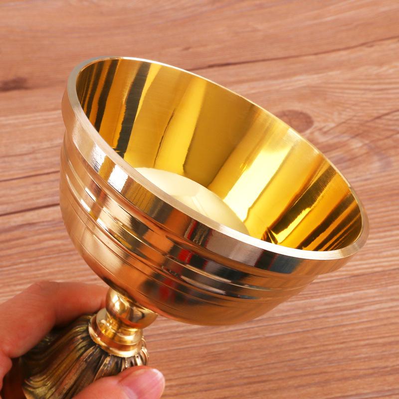 Ghee-Lampenhalter für die Anbetung: Reines Kupfer Messing Ewiges Licht für Buddha-Altar, Kompatibel mit essbarem Sesamöl.