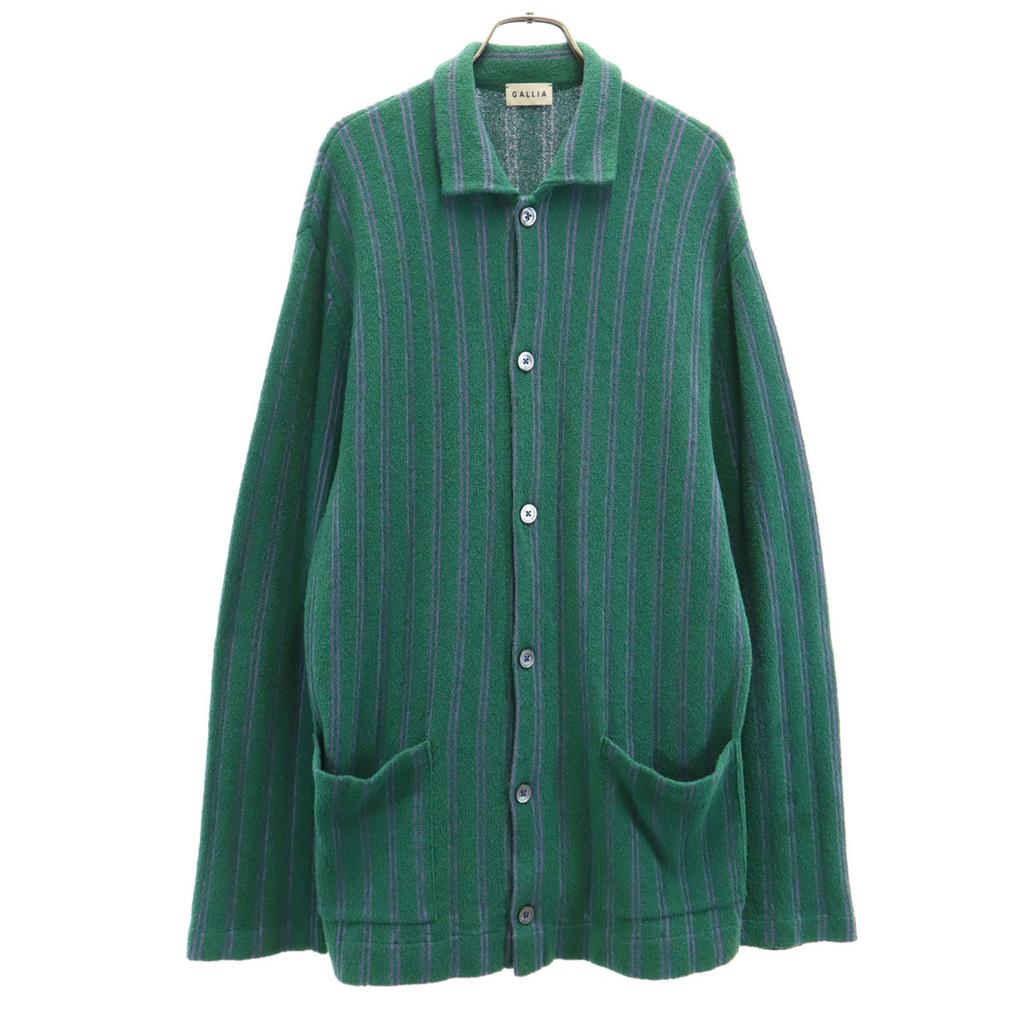 GALLIA Made In Italy Striped Pattern Long Sleeve Pile Ground Cardigan Men's Used