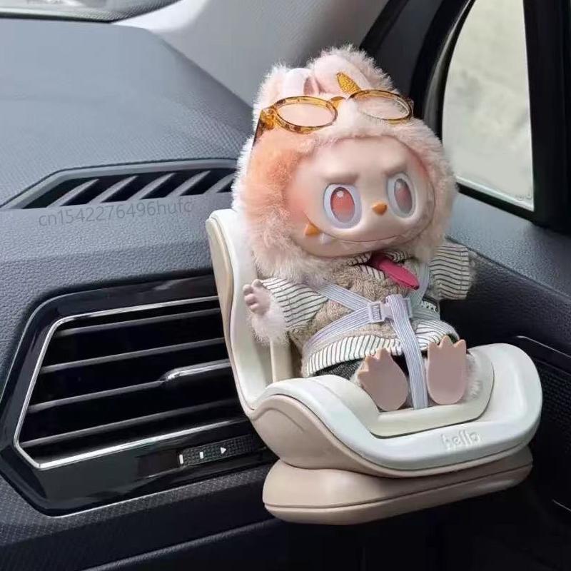 For Labubu Car Doll Safety Seat 15-17cm Cartoon Chair Model Car Seat Outlet Decor for Doll Car Interior Styling Birthday Gifts
