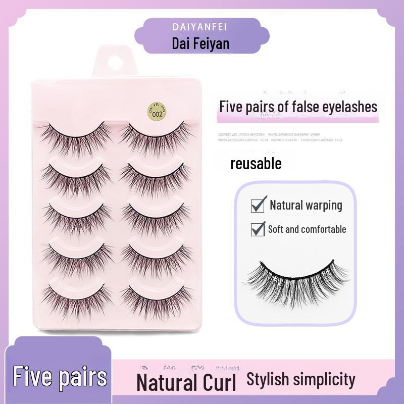 Cartoon Barbie Beginner False Eyelashes - Natural Thick 5 Pairs