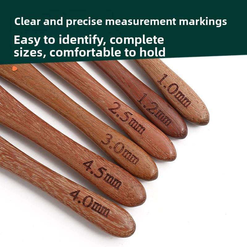 1 Pc Blood Sandalwood Handle Stainless Steel Crochet Hook Fine Hook Head Needle Yarn Doll Weaving Tool Handmade Crochet Hook