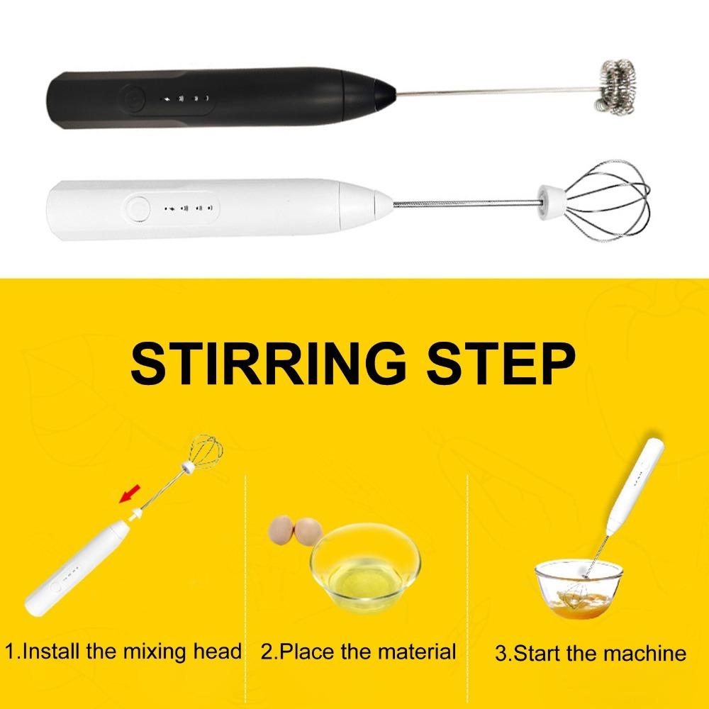 Black White Coffee Frother Plastic Stainless Steel Drink Mixer Milk Frother  Coffee Latte Matcha