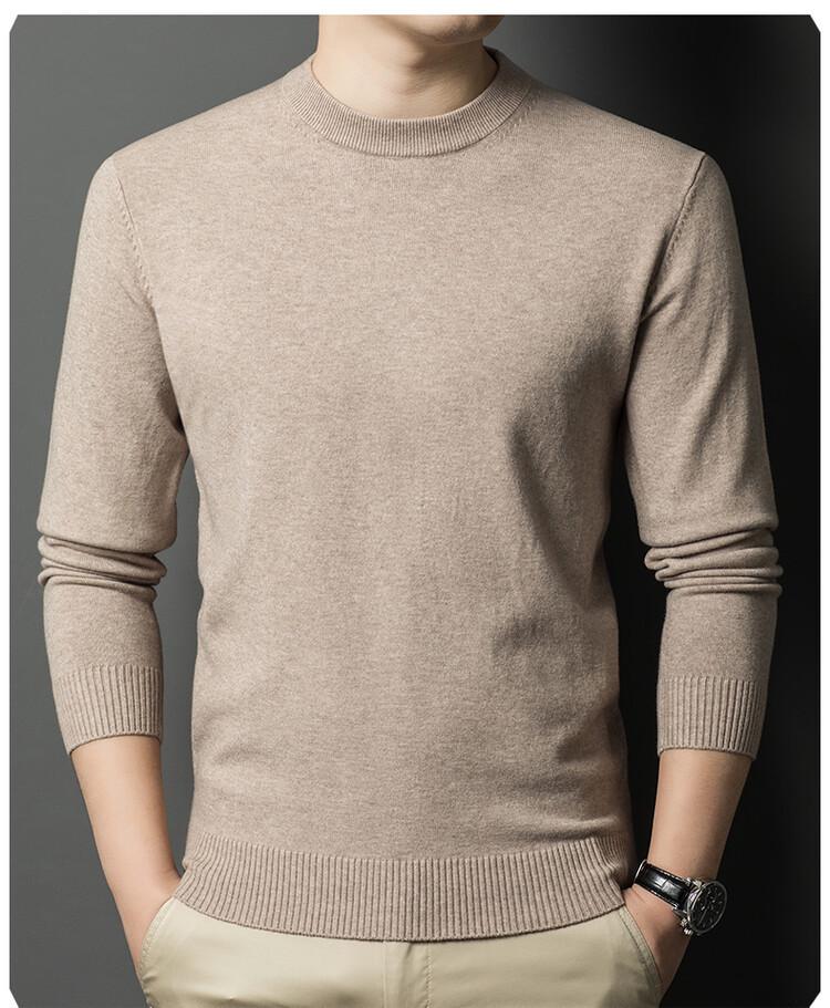 Men's Thick Knit Sweater - Round Neck, Solid Color, 500g, Autumn/Winter
