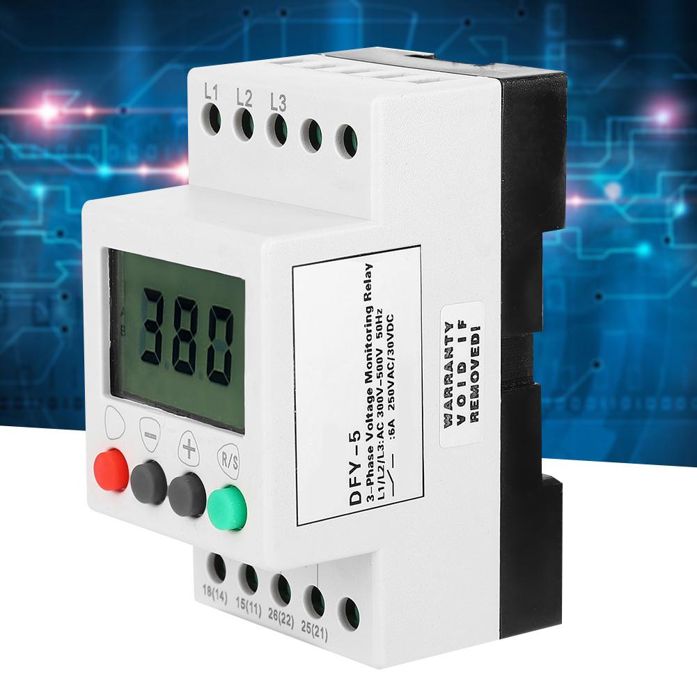 DFY5 LCD Display Under Over Voltage Phase Sequence Protector 3 Phase Voltage Monitor Relay