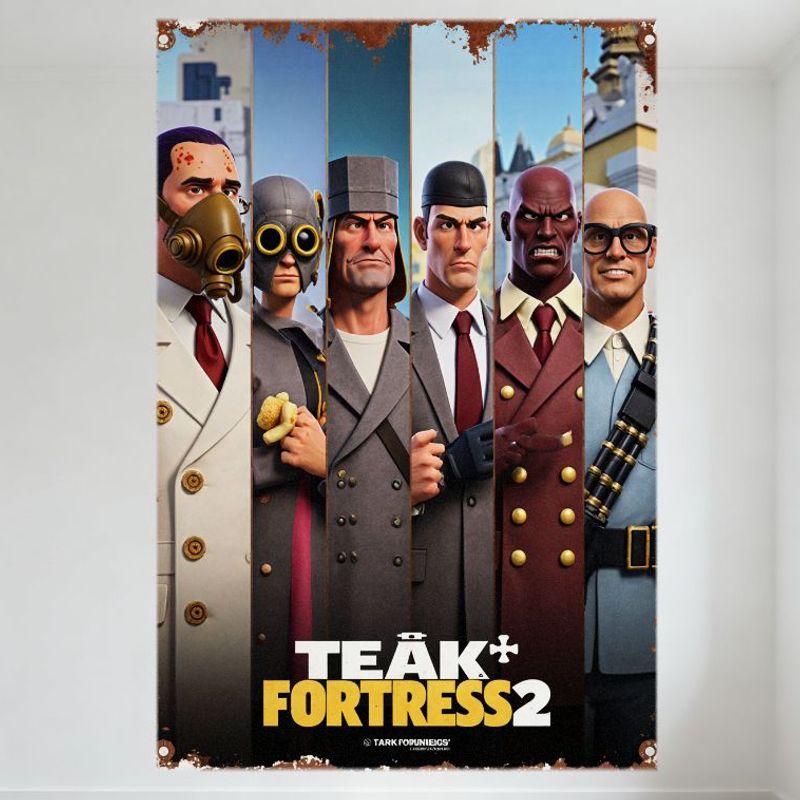 

Team Fortress 2 TEAK FORTRESS 2 Коллекция персонажей Металлическая жестяная табличка, Винтажный постер с игровой графикой для декора дома, бара, кафе, мужской пещеры, M 20x30cm（7.8x11.8inch）