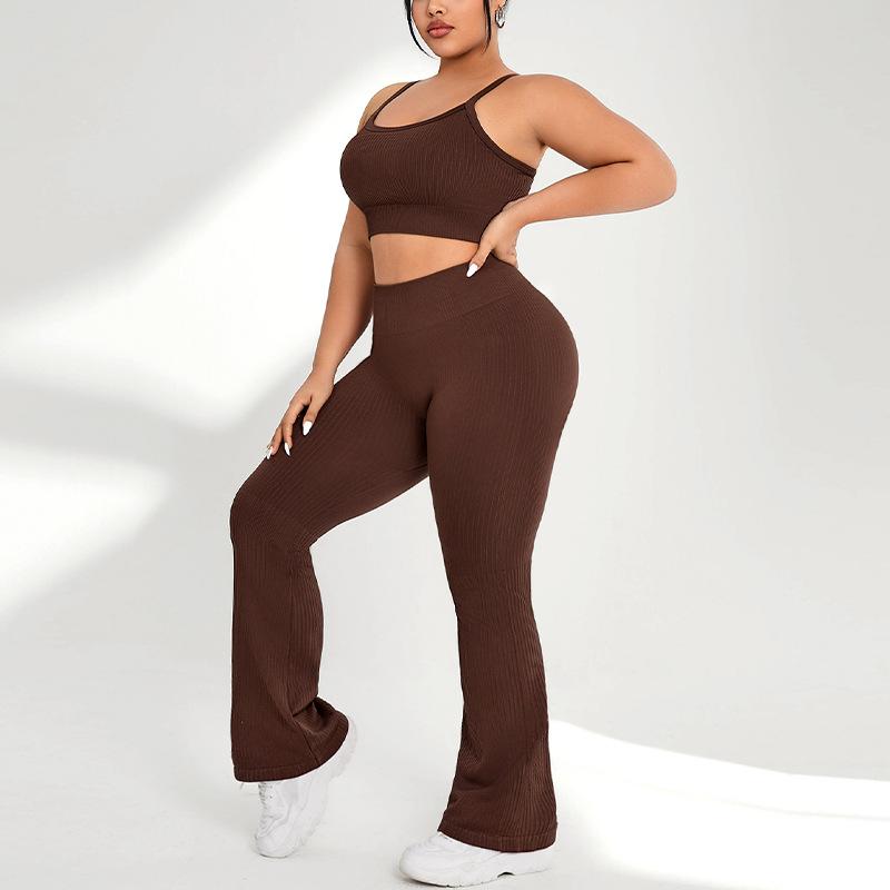 Cross Back Yoga Set, Women'S Sports Horn, High Elasticity And Comfortable Fitness Suit Set, Two-Piece Set For Women