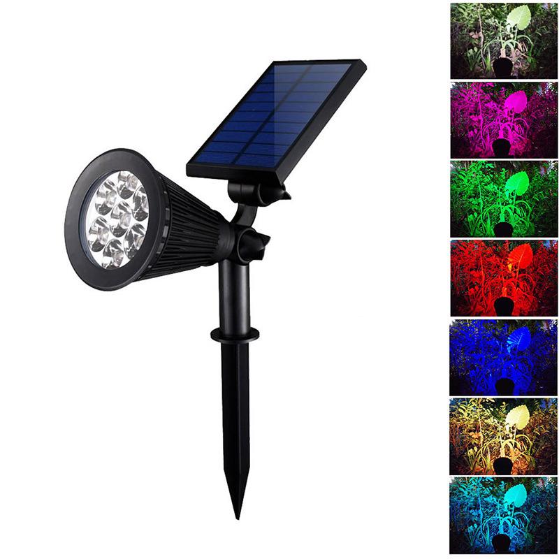 Ground Light Colorful ABS with Double Rotatable Joint Solar Spotlight for Outdoor Courtyard Garden