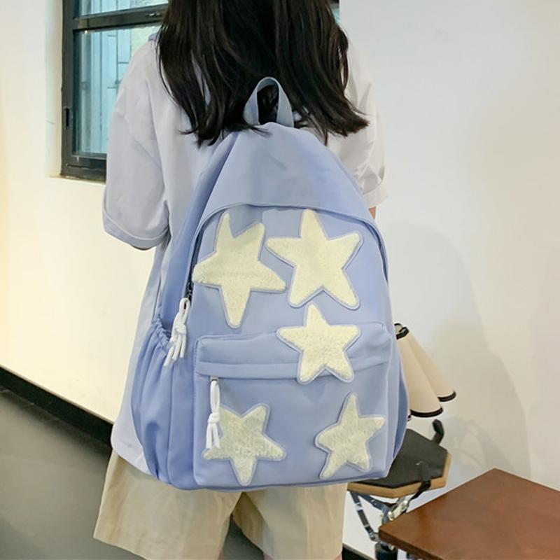 Women Backpack Large Capacity Nylon Casual Star Kawaii Back Pack Student Shoulder Bag Travel School Bags for Girls Bookbags
