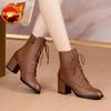 Fashion Leather Booties Brown Elegant With Medium Heels Female Short Shoes New Rock Spring 2025 Designer Luxury Sale Women's Ankle Boots