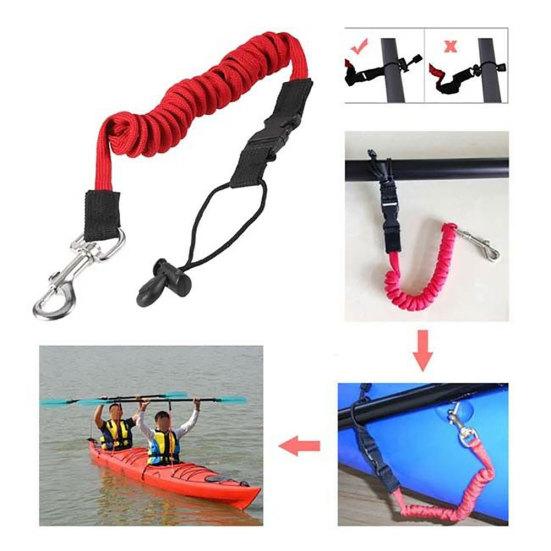 Kayak Canoe Inflatable Boat Paddle Elastic Coiled Leash Cord Oar Rope Tether