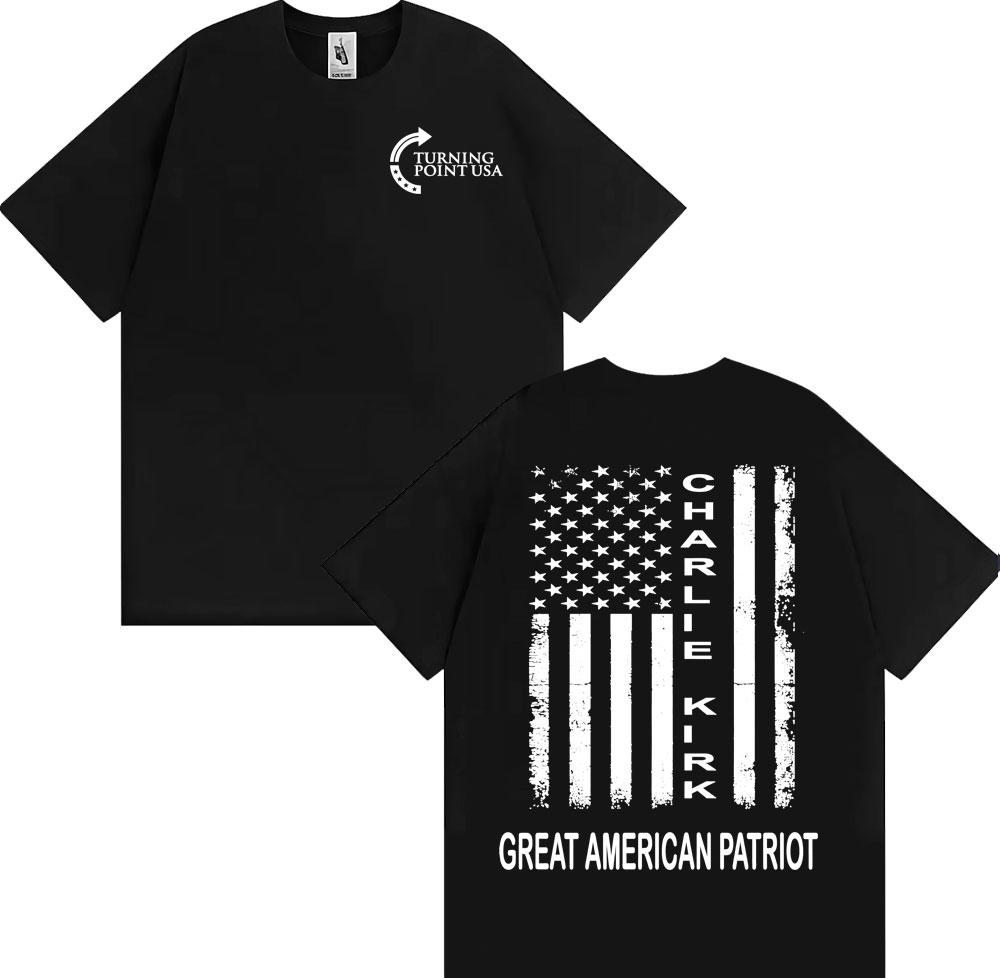 Pray for Charlie Kirk Great American Patriot Tshirts for Men High Street 90s Vintage T Shirt Unisex Fashion Cozy Cotton Tshirt