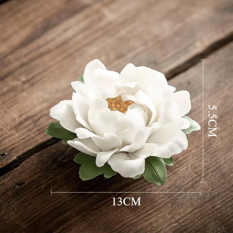 Ceramic Peony Incense Burner Creative Aesthetic Incense Holder Elegant Art Aromatic Diffuser Home Tea Table Decor Incense Tray