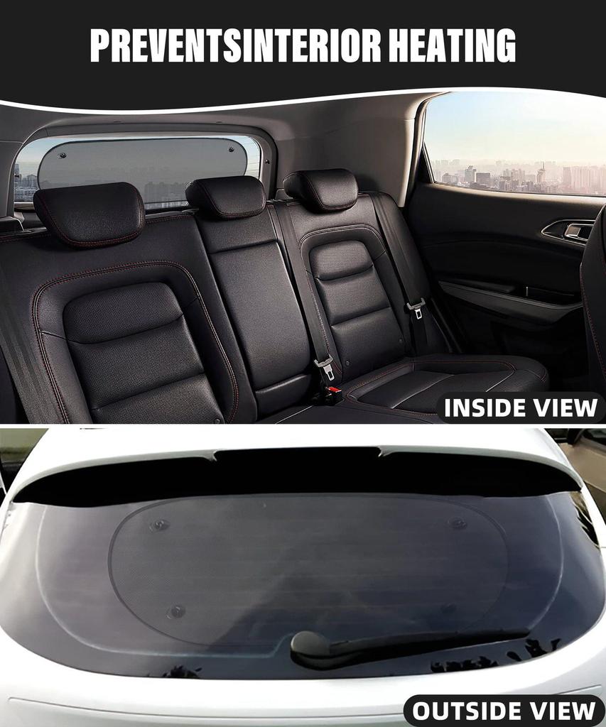 Mesh Car Sunshade with Black Suction Cups, 100x50CM - UV Protection & Heat Insulation for Back Window
