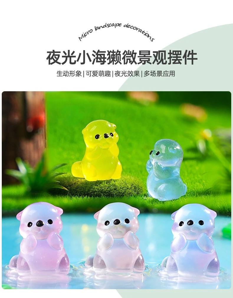 10/20/100pcs Glowing 3D Little Otter Garden Home Decoration Luminous Mini Animals Micro Landscape Moss DIY Dollhouse Ornament