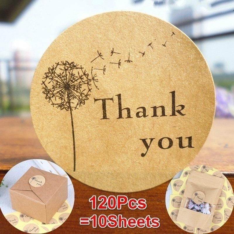 120 ks Cena Kulatá Děkuji Pampeliška Pečetní Nálepka Pečení Balení Sáček na Sušenky Děkuji Nálepka Štítek