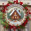 Christmas Wooden Welcome Sign with House Pattern - Navidad Round Sign for Front Door, Wall Hanging Decor - Ideal Christmas Decoration