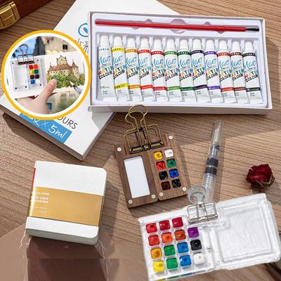 8/15-color Pocketartist Watercolor Travel Set Portable Paint Palette Mini Box for Artists Students Travel Drawing Art Supplies