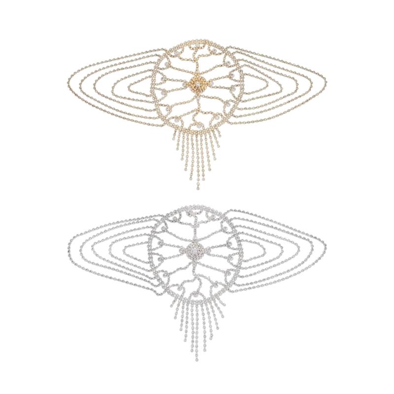 Damen Strass Quasten Kette Kopfschmuck Silber/ Golden Braut Haarschmuck für Abendkleid Party Abschlussball