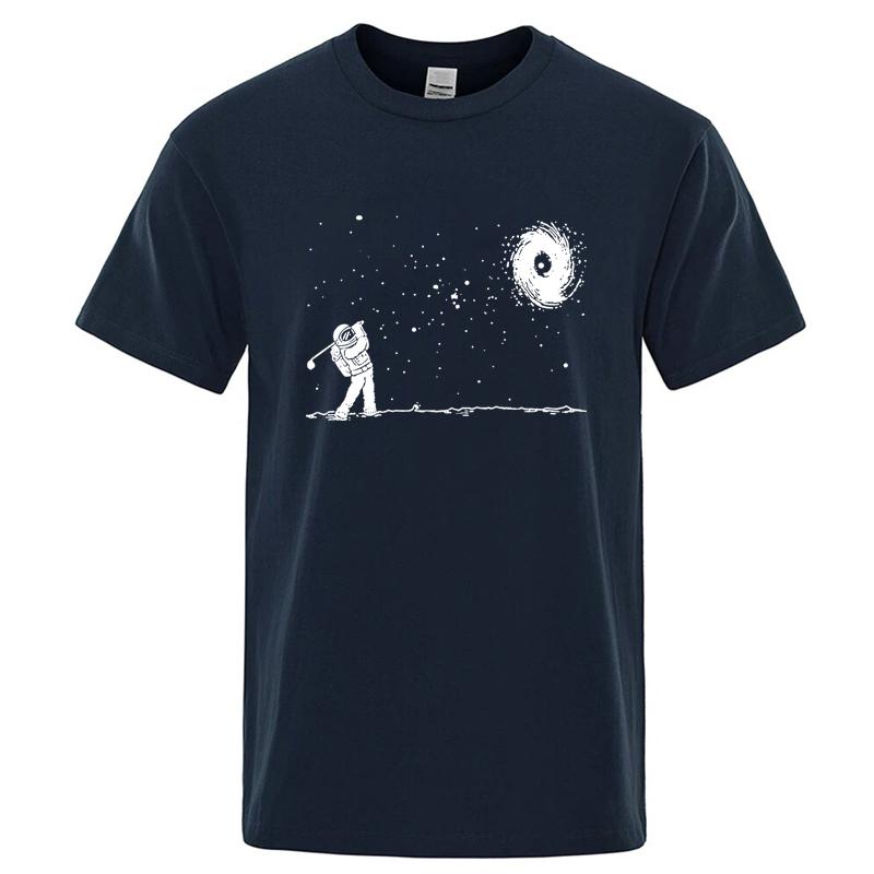 Mens High Quality 100 Cotton Funny Astronaut Print Summer T Shirt Loose Oneck Men Tshirt Short Sleeve Tshirt Male Tees Tops