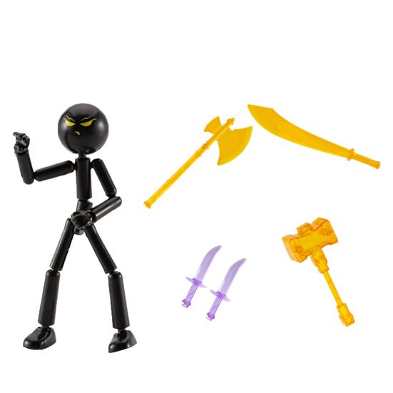 3/6Pcs Posable Stickman Action Figure with Handheld Items Movable Joints Stickman Fidget Toy Desktop Decoration Gift for Collectors