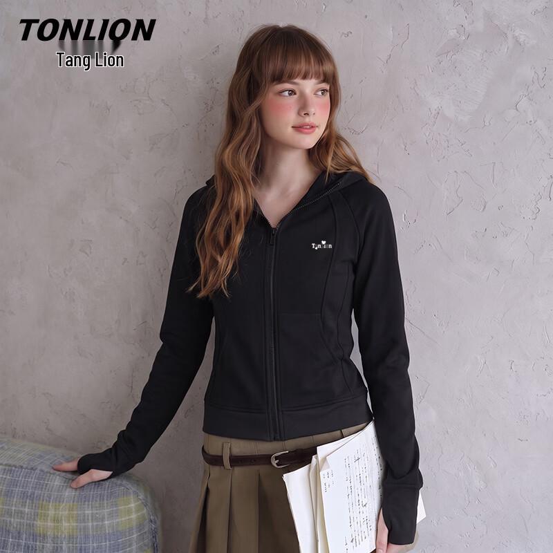 TonLion Women's Slim-Fit Logo Zip-Up Hoodie