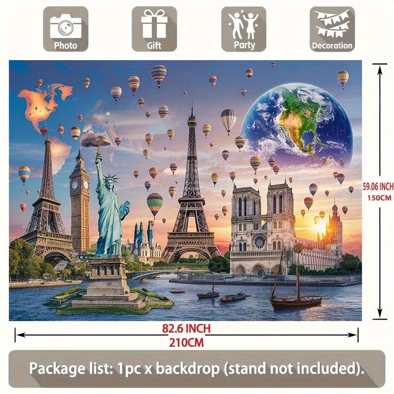 1 item  global travel photo background world map decorative background photo prop  polyester banner decoration  home decoration