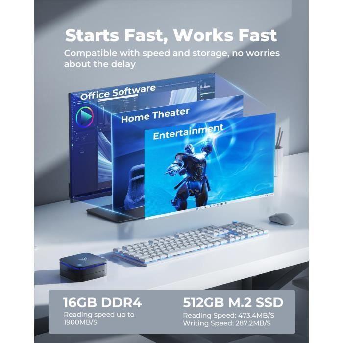 Mini PC - NiPoGi - AK1 PLUS - Intel Alder Lake N95 - 16 GB DDR4 - 512 GB SSD - 4K 60Hz