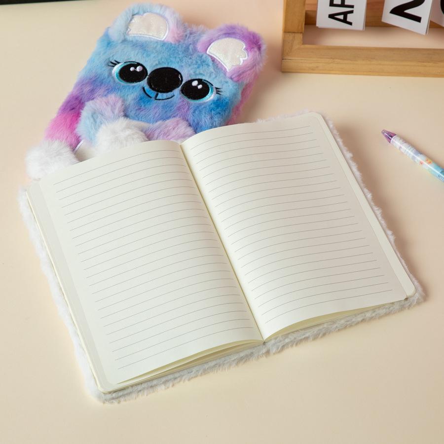 Embroidered Cute Cartoon A5 Plush Notebook - Great Gift for Students and Planners