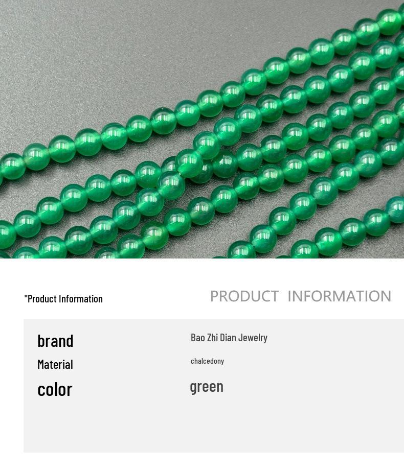 Imperial Green Chalcedony Agate Round Beads for DIY Jewelry & Accessories, Baroque Style