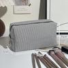 Striped Seersucker Makeup Pouch Large Capacity Durable Zipper Portable Compact Cosmetic Storage Bag for Short Trip Use