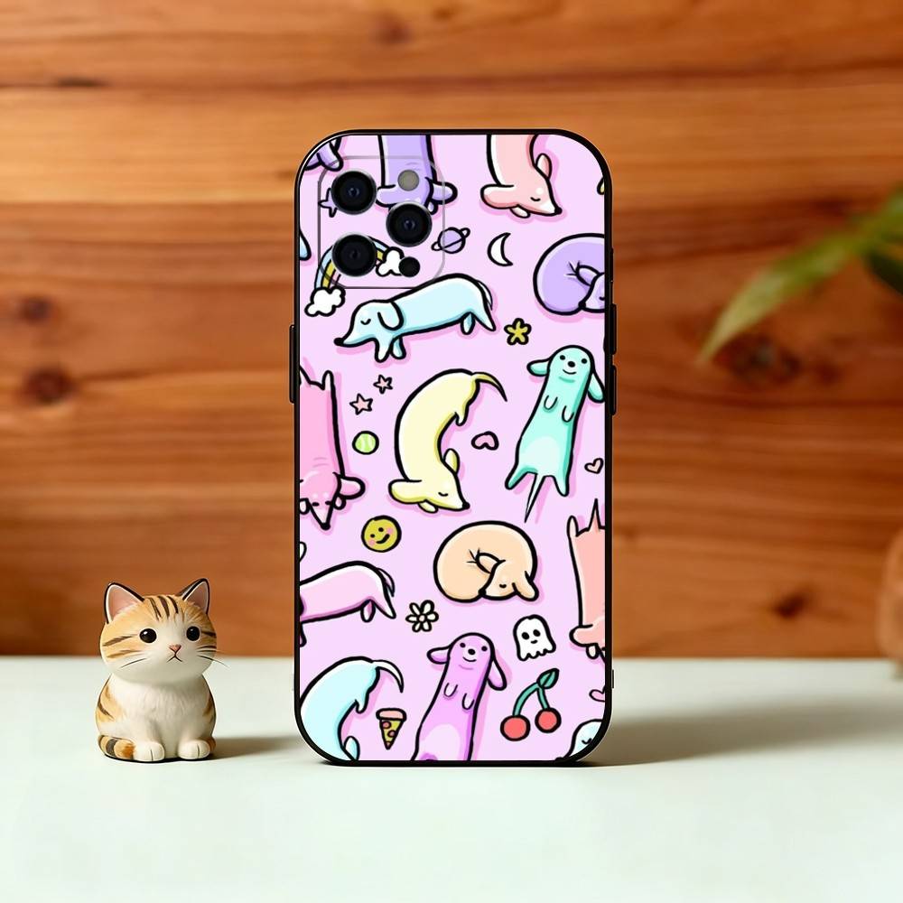 

C-Cute C-Cartoon D-Dachshund Phone Case For iPhone 17, 16,15,14,13,12,11 Plus,Pro Max, Others Soft Black Cover iPhone17