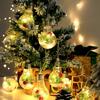 13.78FT Christmas Snow Globe Lights, 10 LED Bulbs Lights for Christmas Tree, Battery Powered String Lights with Pine Needles, Snow & Berries, for