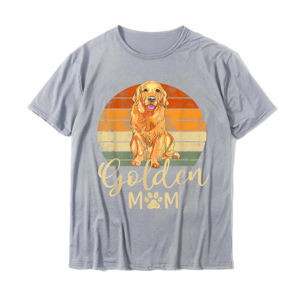 Golden Mom Retro Sunset Golden Retriever Lover Gift Dog Mama T-Shirt Top for Women Aesthetics Tops Shirts Slim Fit Y2k Family