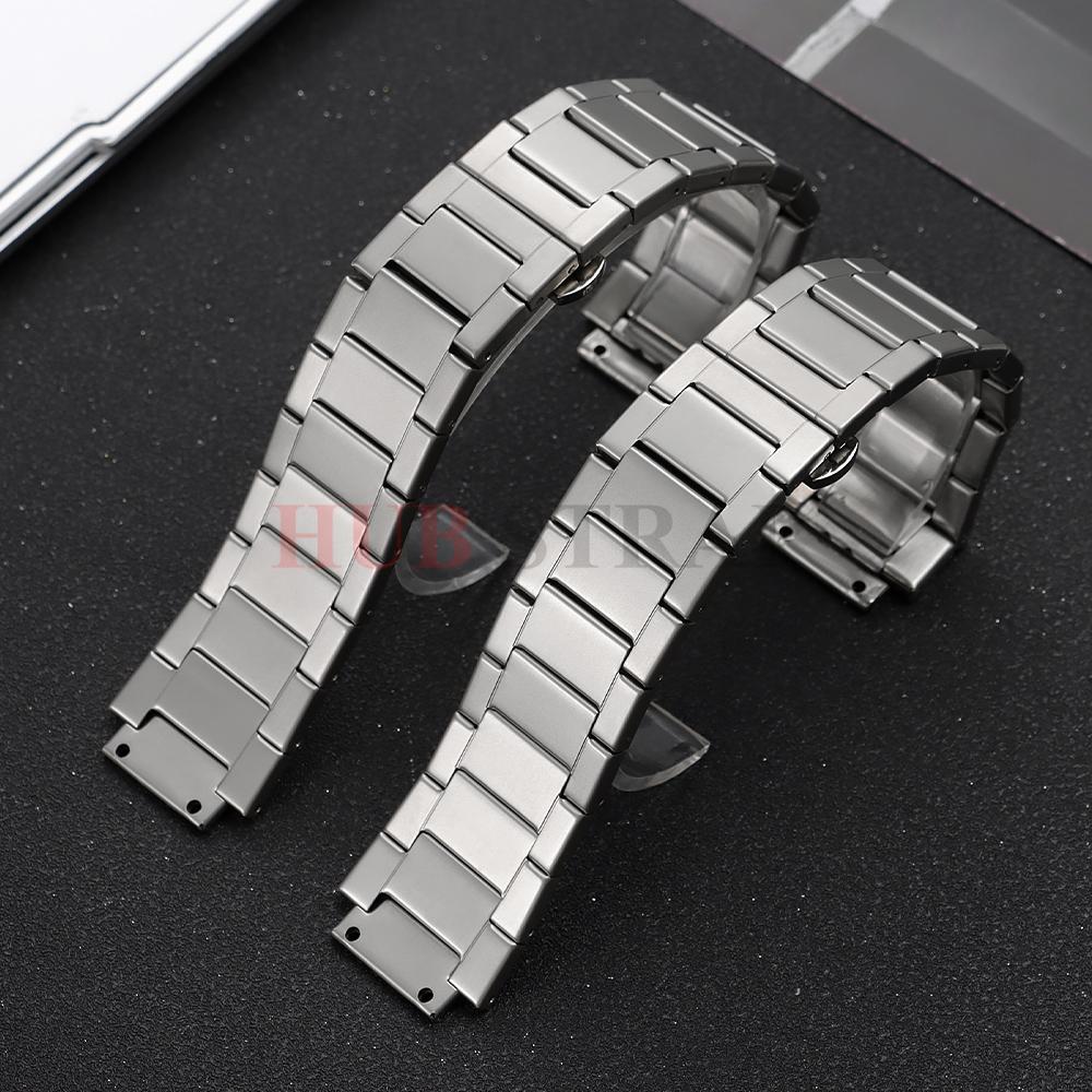 Solid Stainless Steel Watch Band Silver Strap 27mm Business Bracelet for Men Women Compatible for HUBLOT Belt Watch Accessories