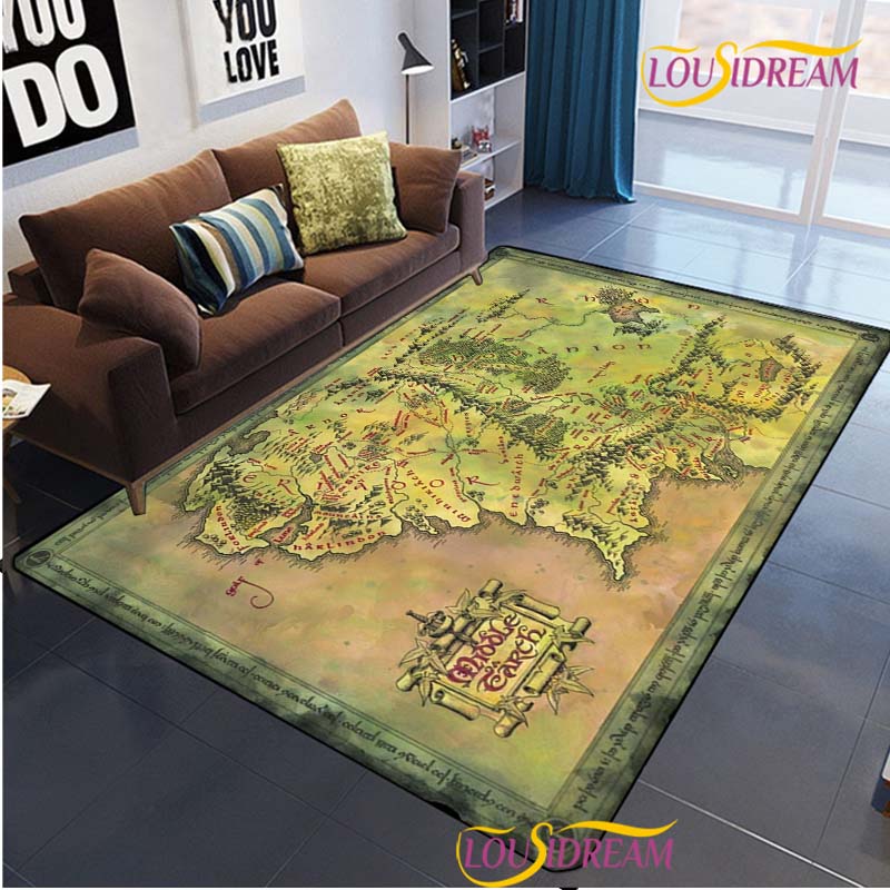Lord of the Rings Carpet for Living Room Bedroom Rug Kitchen Door Unslip Floor Mats Birthday Gift Photography Props Alfombra Rug