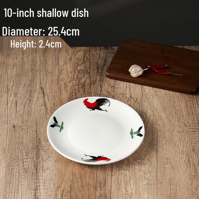 Rooster Series Traditional Oval Ceramic Fish Plate for Hotels & Restaurants