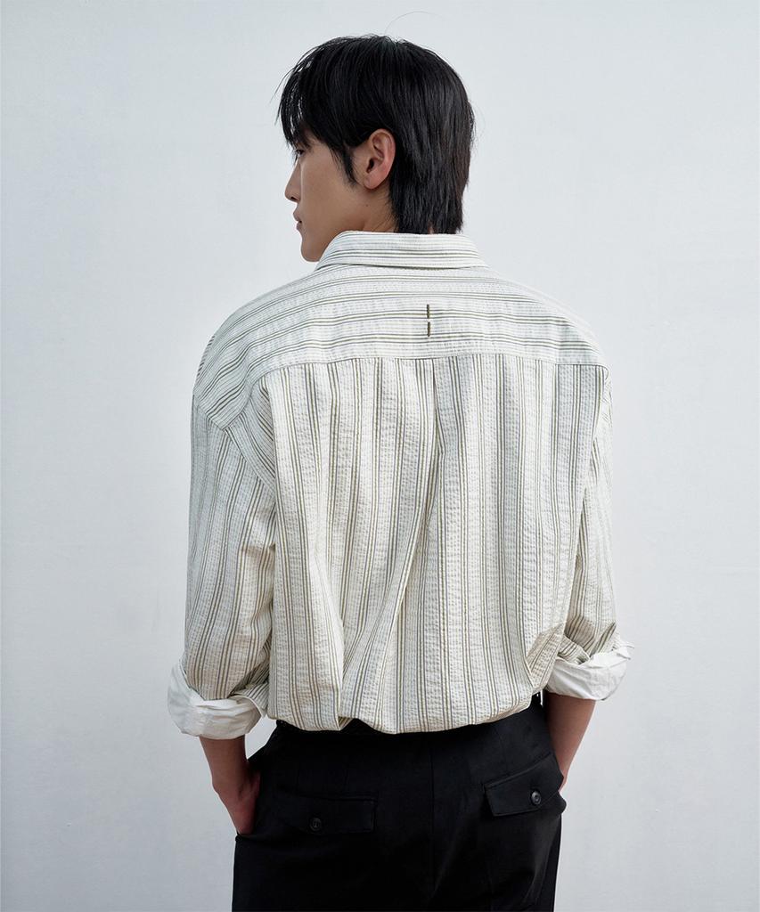 SIECLE Jacquard Striped Shirt (Green)