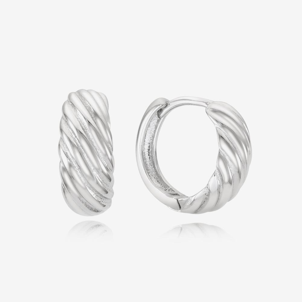 St.Scott London [Silver 925] Twist Dome One-Touch Earrings / Stj-Ea1778Wg