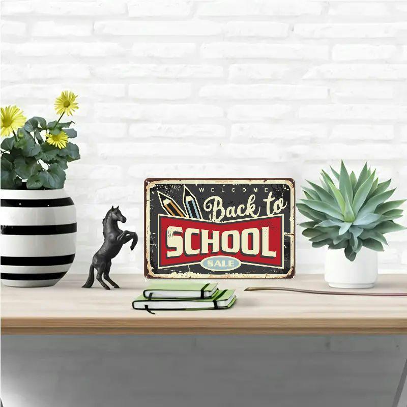 2D Flat 30*20cm Back To School Supplies Slae Sign, For Home Garage Wall Decor, Indoor Or Outdoor Bar Restaurant Cafe Bar