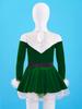 Kids Girls Christmas Miss Santa Claus Costume Long Sleeve Velvet Dance Performance Leotard Dress