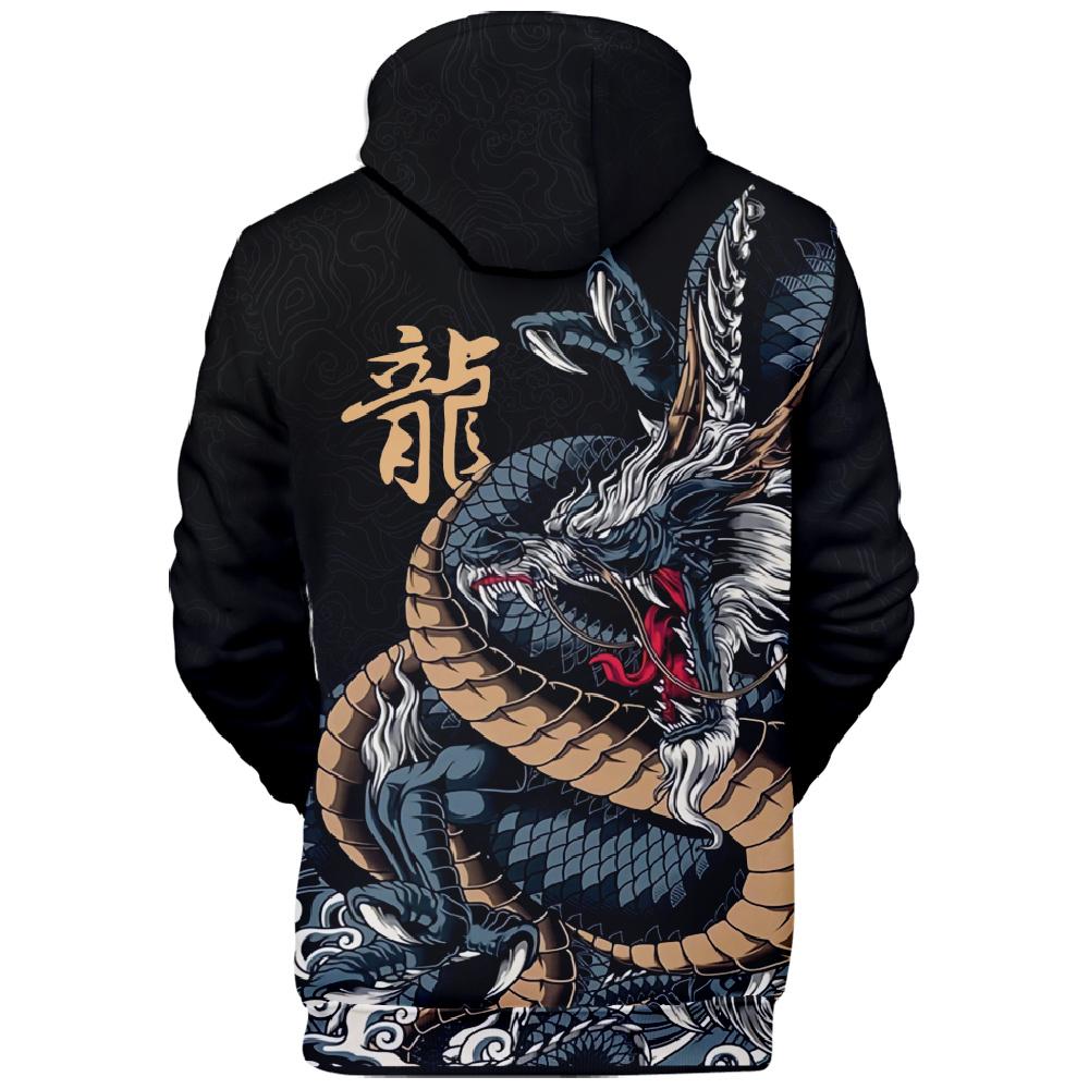 Chinese Dragon Funny Pattern Mens Hoodies Comfortable Fleece Pullovers Fashion All-Match Pocket Streetwear New Clothing