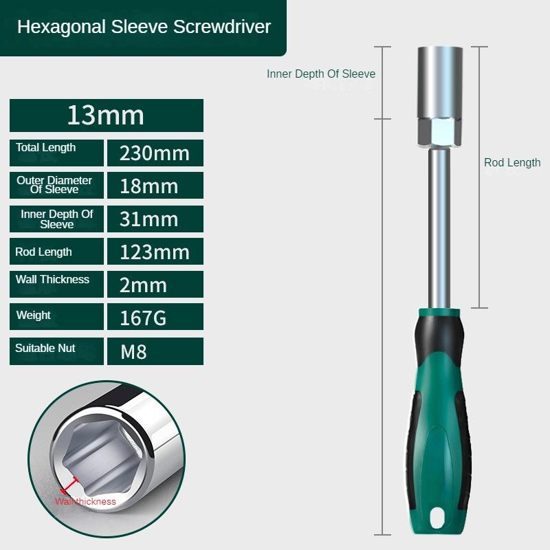 Screwdriver Socket Wrench Set M5 M4 External Hex Screwdriver  Hexagonal Nut Key Extend Driver 5.5 8 10 13 14 7mm Hand Tool