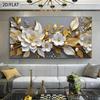 Oramat Duk Vit Guld Blommig Design, Högkvalitativ Tryckning, för Vardagsrum, Sovrum, Kontor Dekor, Dukväggkonst