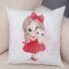 Cute Cartoon Girl and Cat Cushion Cover for Children Room Sofa Home Car Decor Lovely Child Pillow Case Plush Pillowcase 45x45cm