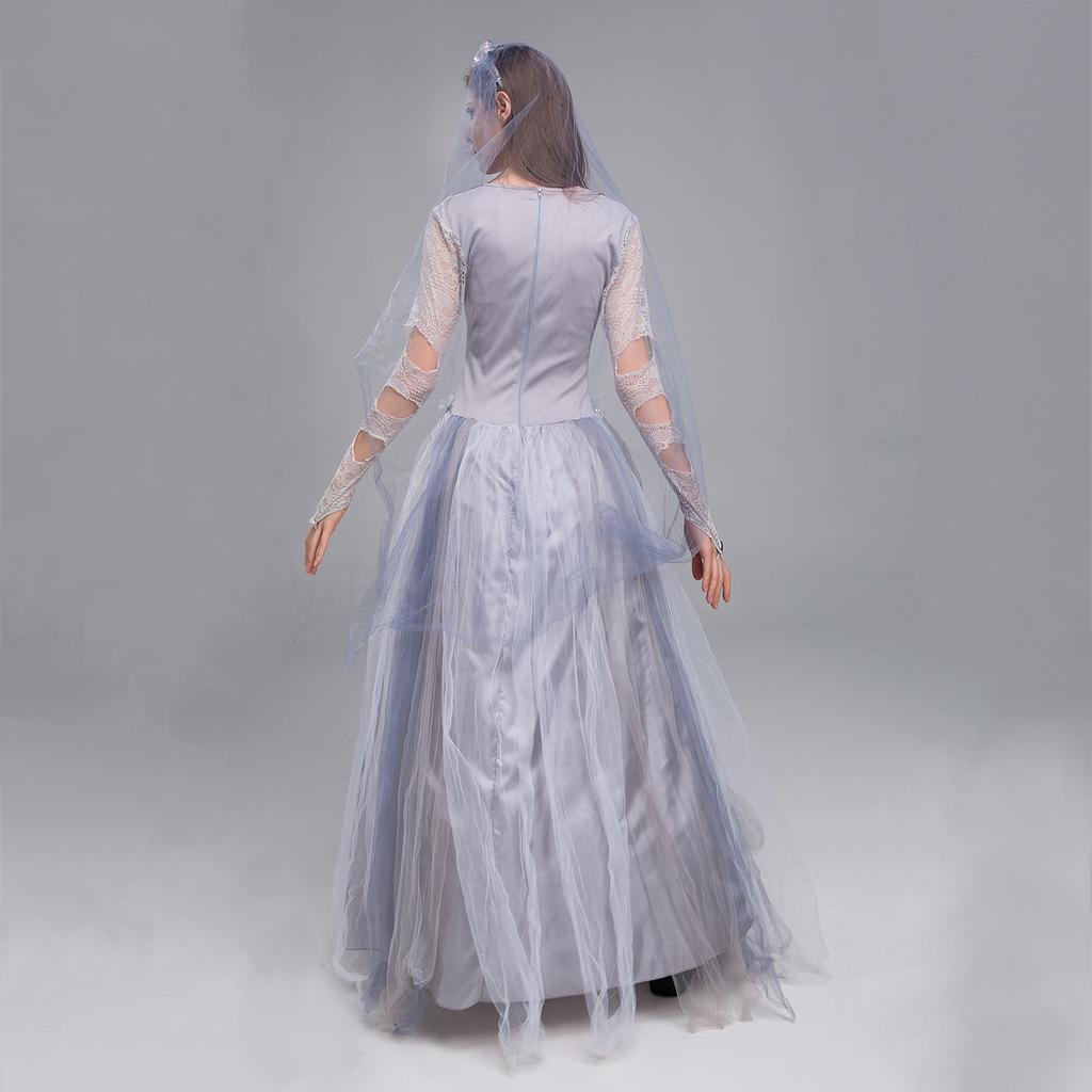 New Women's Halloween Costume Ghost Bridal Dress, Horror Queen Play Dress, Graveyard Ghost Dress