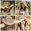 Breathable Big Brimmed Straw Hat Lightweight Woven Sun Cap Elegant Vacation Beach Cap  Carnival