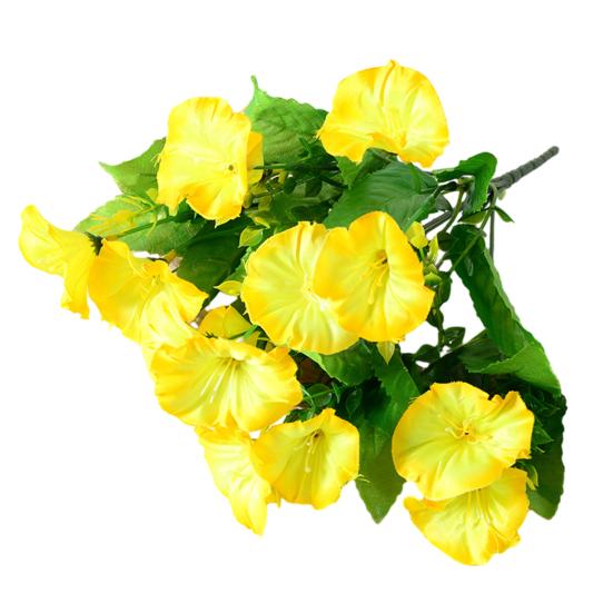 Искусственный цветок Ипомея 7 головок Искусственный УФ-стойкий Букет цветов со стеблем жёлтый