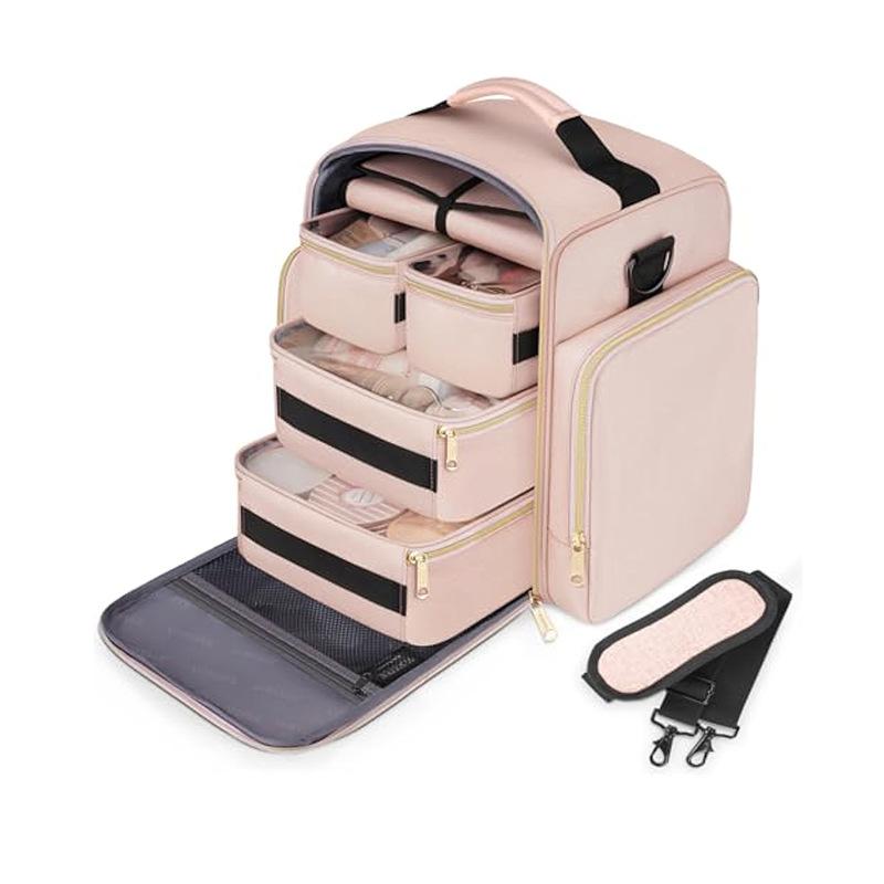 

1pc 31x22x33 cm Travel Makeup Bag Storage Pouch 4 Detachable Boxes 1 Jewelry Organizer Multiple Storage Bags Makeup Bag 31x22x33 cm рожевий